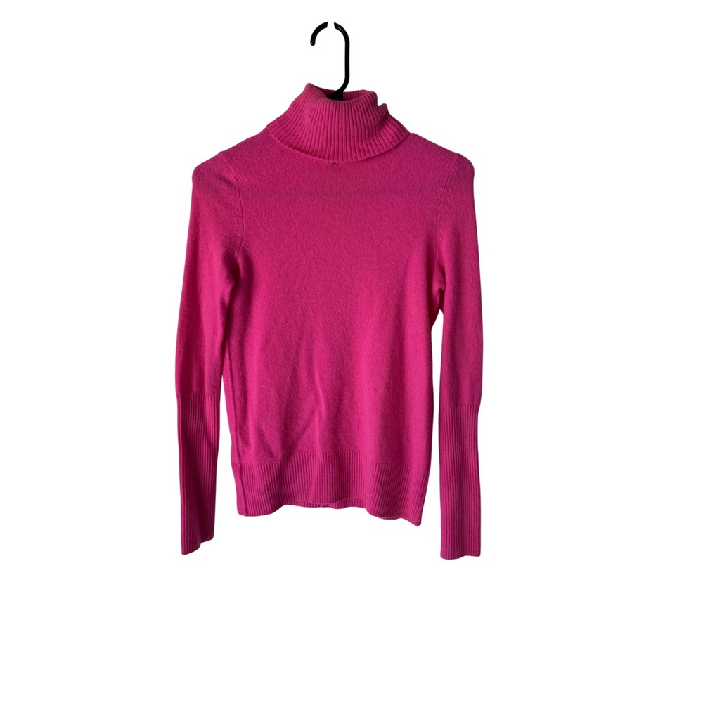 Aqua Cashmere Sweater Womens‎ XS Pink Turtleneck Pullover Ribbed Hem Long Sleeve